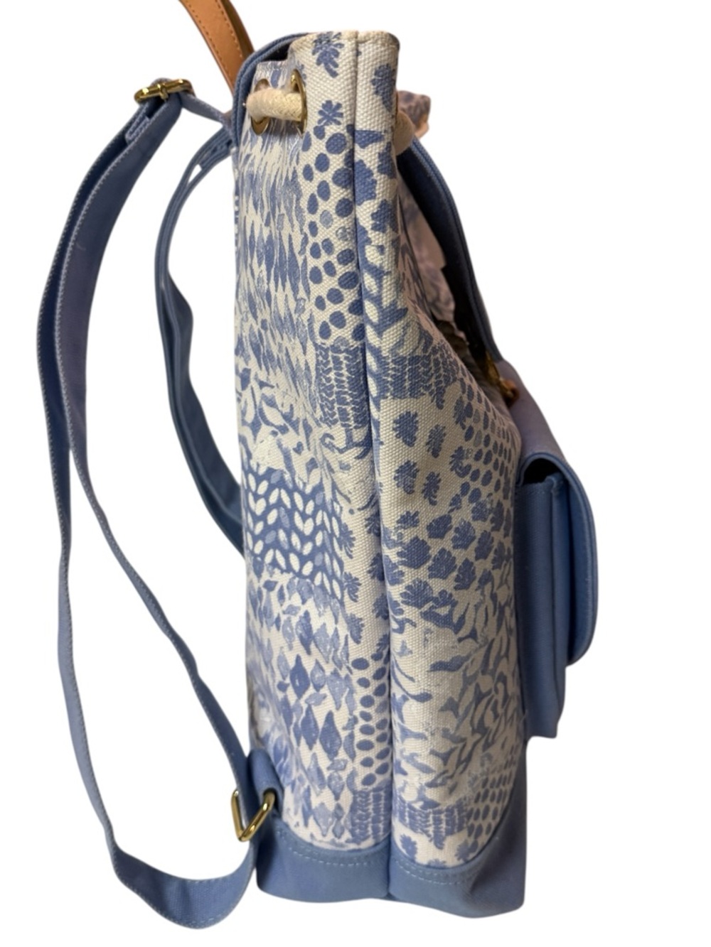 Vineyard Vines Blue Painted Rattan Daypack Backpack. - Picture 7 of 11